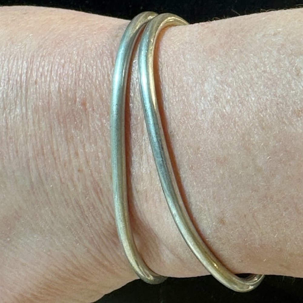 Sterling Silver 925 Cuff Bracelets Handmade Rustic Bangles - Picture 3 of 11